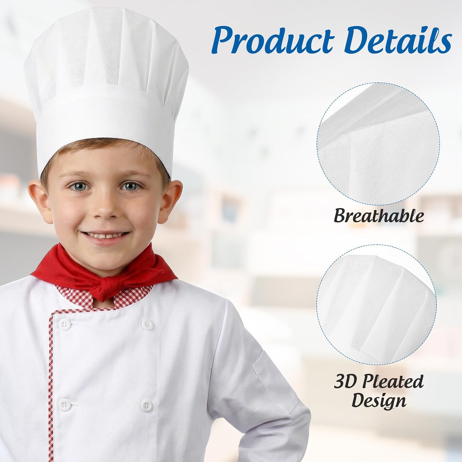 SEWACC 20pcs Chef Hats for Kids, Disposable Paper Chefs Hat DIY Kids Cap for Baking Cooking Pizza Party School Activity White