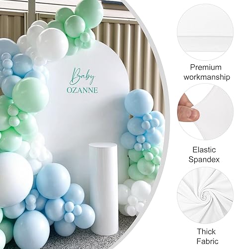 Miniatura 10 de Juego de 2 fundas para arco de boda de 2 caras, parte superior redonda de elastano, ajustada, para fiesta de cumpleaños, baby shower, decoración de