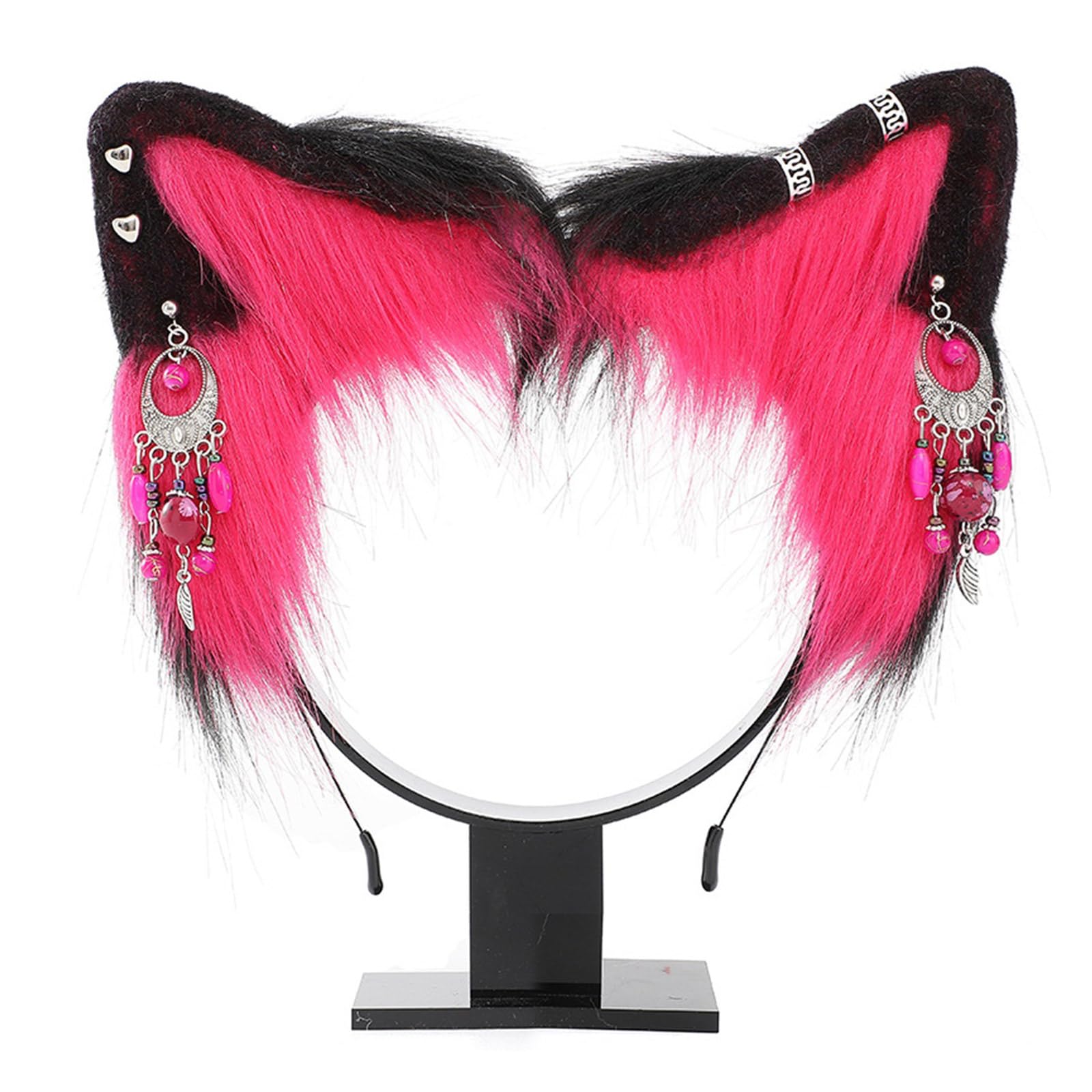 Fentency Cat Ear Headband with Colorful Ear Jewelry Sweet Girls Cosplay Ears Fursuit Masquerade Halloween Cosplay Party