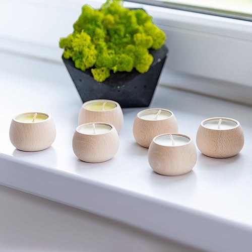 Miniatura 6 de Portavelas de madera hechos a mano para velas votivas y velas de té, juego de 6