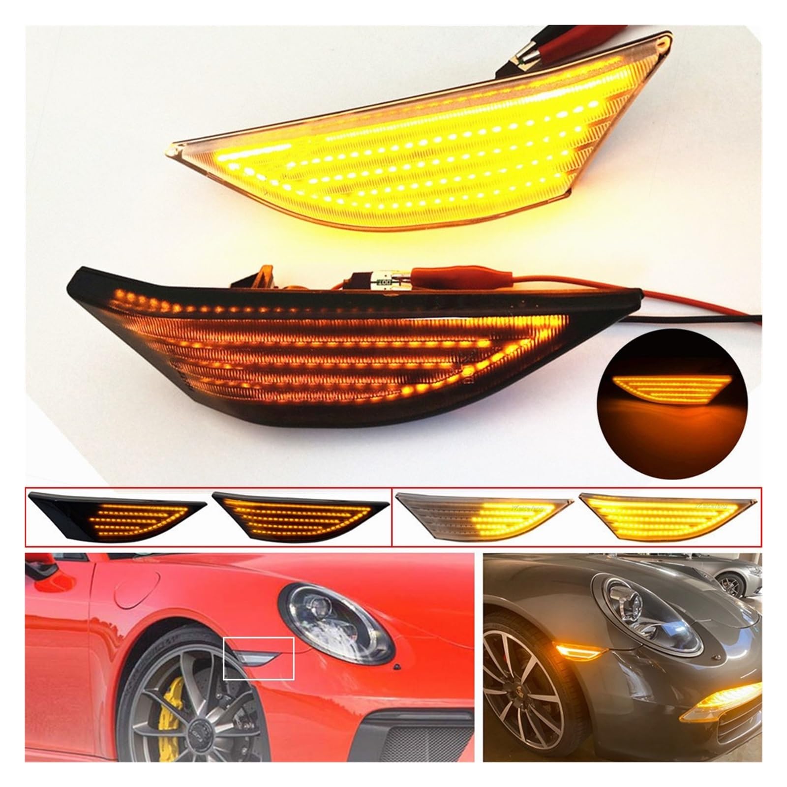 Jeu Feux Position Latéraux LED Porsche 718 Cayman 2017-2025 - Transparent