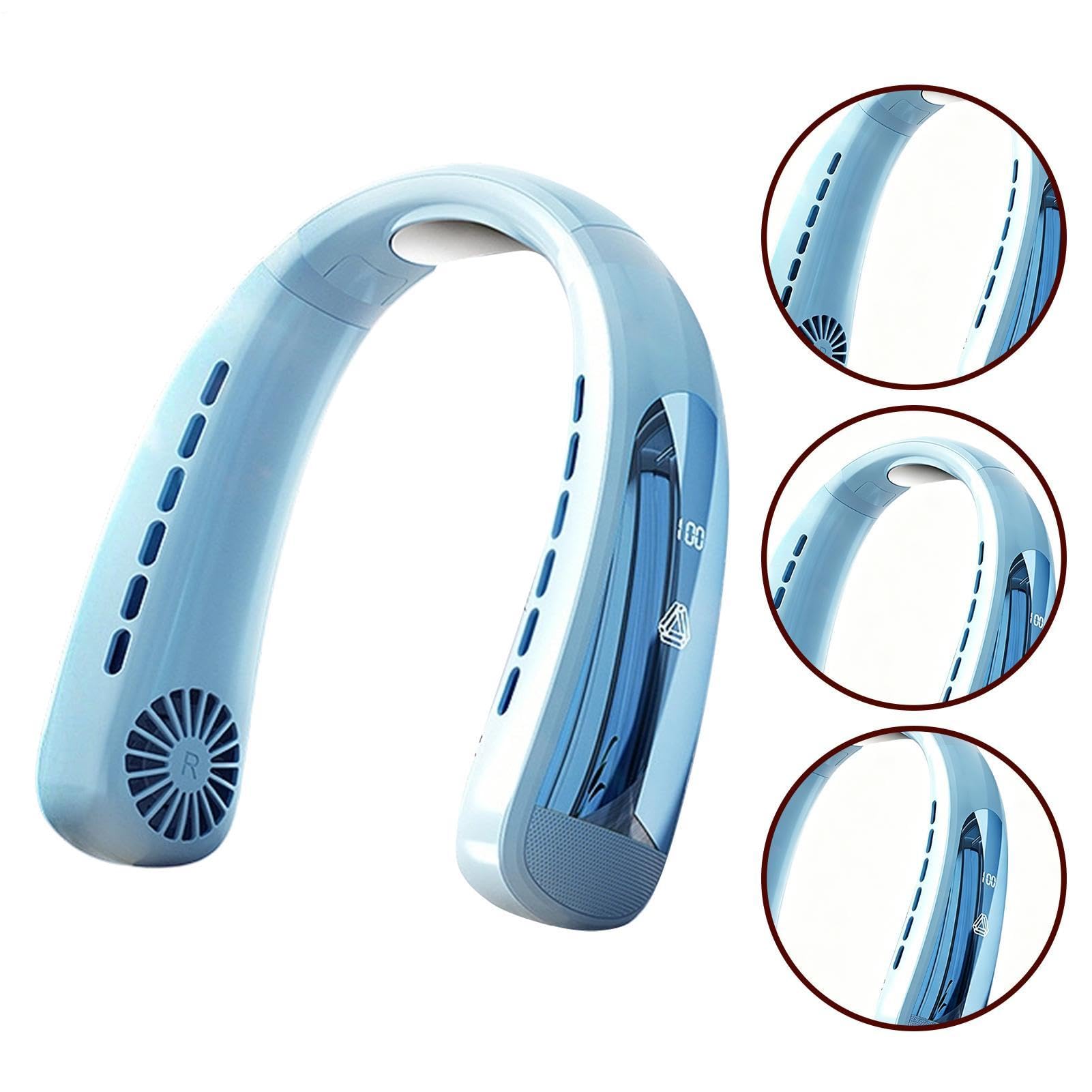 Ventilatore da collo portatile – ricaricabile 2400 mAh | Display Digitale | LED 7 Colori, 5 Velocità, Silenzioso, Senza Pale, Per Estate, Viaggi, Campeggio, Ufficio, Rinfrescante