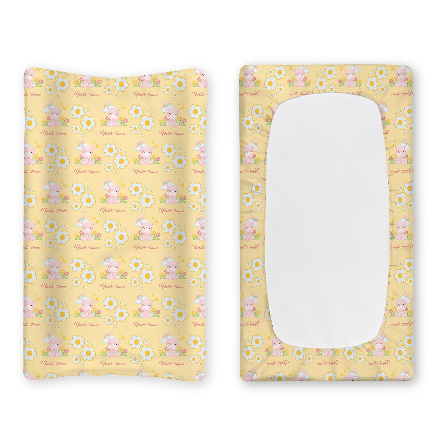 Custom Baby Changing Pad Cover - Personalized Diaper Changing Table Sheet Stretch Fitted Bassinet Sheet Yellow(16"x32")