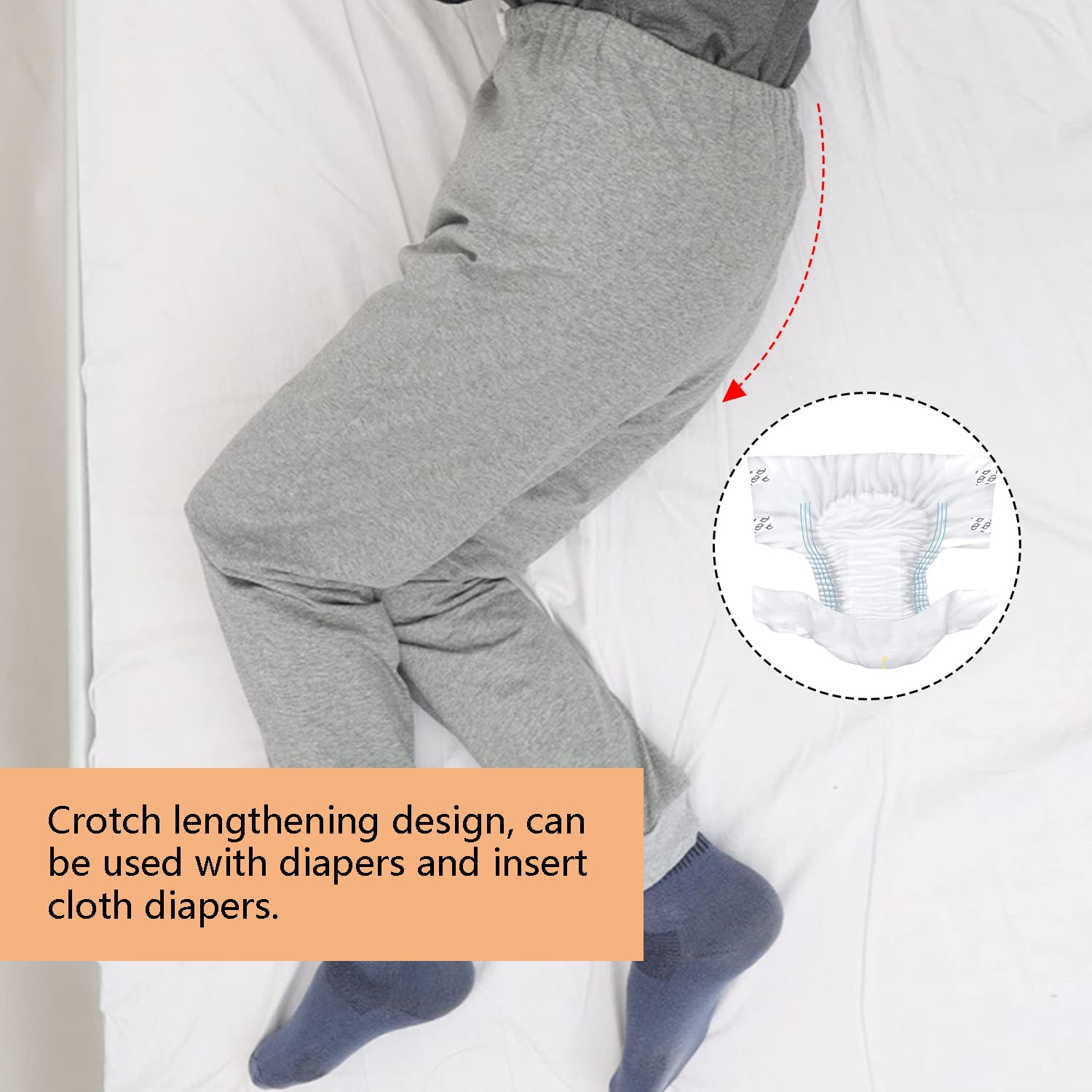 Pantalon d'incontinence en TPU pour personnes âgées/adolescentes/adultes, pantalon d'incontinence urinaire, vêtements adaptatifs réutilisables pour alités