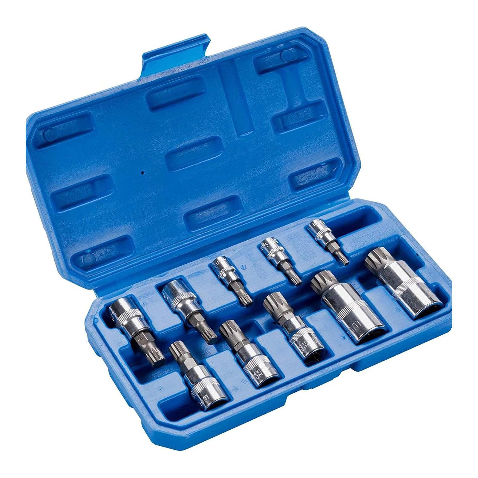 Hsioluted Triple Square Spline Bit Socket Set, 10Pieces Set 1 / 2Inch 1 / 4Inch 3 / 8Inch Drive With Carrying Case Socket Adapter
