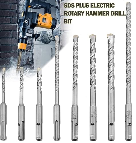Miniatura 9 de SDS Plus - Broca de martillo para mampostería, 5 unidades de 78 pulgadas x 10 pulgadas