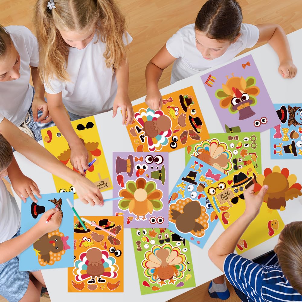 Kids Create Sticker Scene Fall Stickers D4DREAM Thanksgiving Stickers Scene For Kids Make Your ...