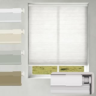 No Drill No Tools Light Filtering Cellular Shades,Cordless Blinds for Indoor Windows,Thermal Insulation Window Shades Honeycomb Blinds for Bedroom,Office,Home,Light White,35.5" w x 64" h