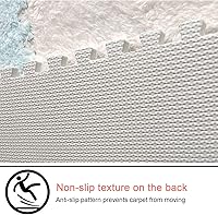 Vista 6 de Juego de 10 azulejos de alfombra entrelazados, juego de tapetes cuadrados de espuma de felpa, 12 x 12 pulgadas, tapete de juego de rompecabezas