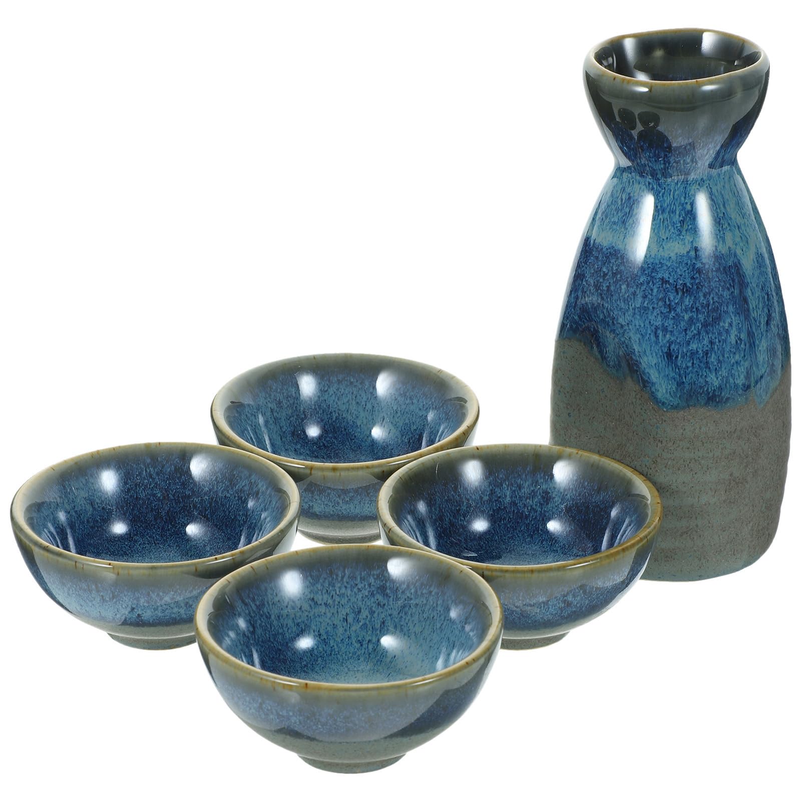 Set de sake japonés de porcelana DIYEAH con botella tradicional tokkuri y tazas ochoko retro