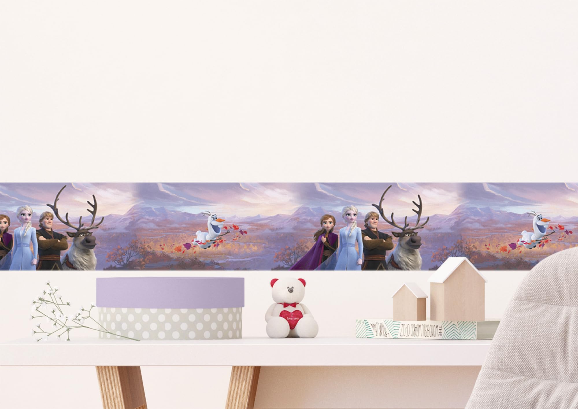 AG Design Elsa - Cenefa Decorativa de Pared para habitación Infantil (5 m x 10 cm), diseño de Frozen 2, diseño de Frozen 2, 0,1 m, Multicolor