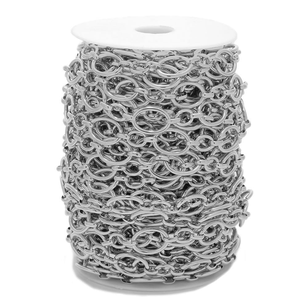 GIOTEL Beading 1 Meter Stainless Steel Necklaces Cross Chains Accessories DIY Jewelry Gifts Jewelry production chain (Color : Steel color)