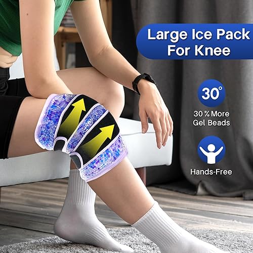 Miniatura 3 de Envoltura de hielo de rodilla para aliviar el dolor, envoltura de hielo de gel reutilizable para lesiones en las piernas, hinchazón, reemplazo de