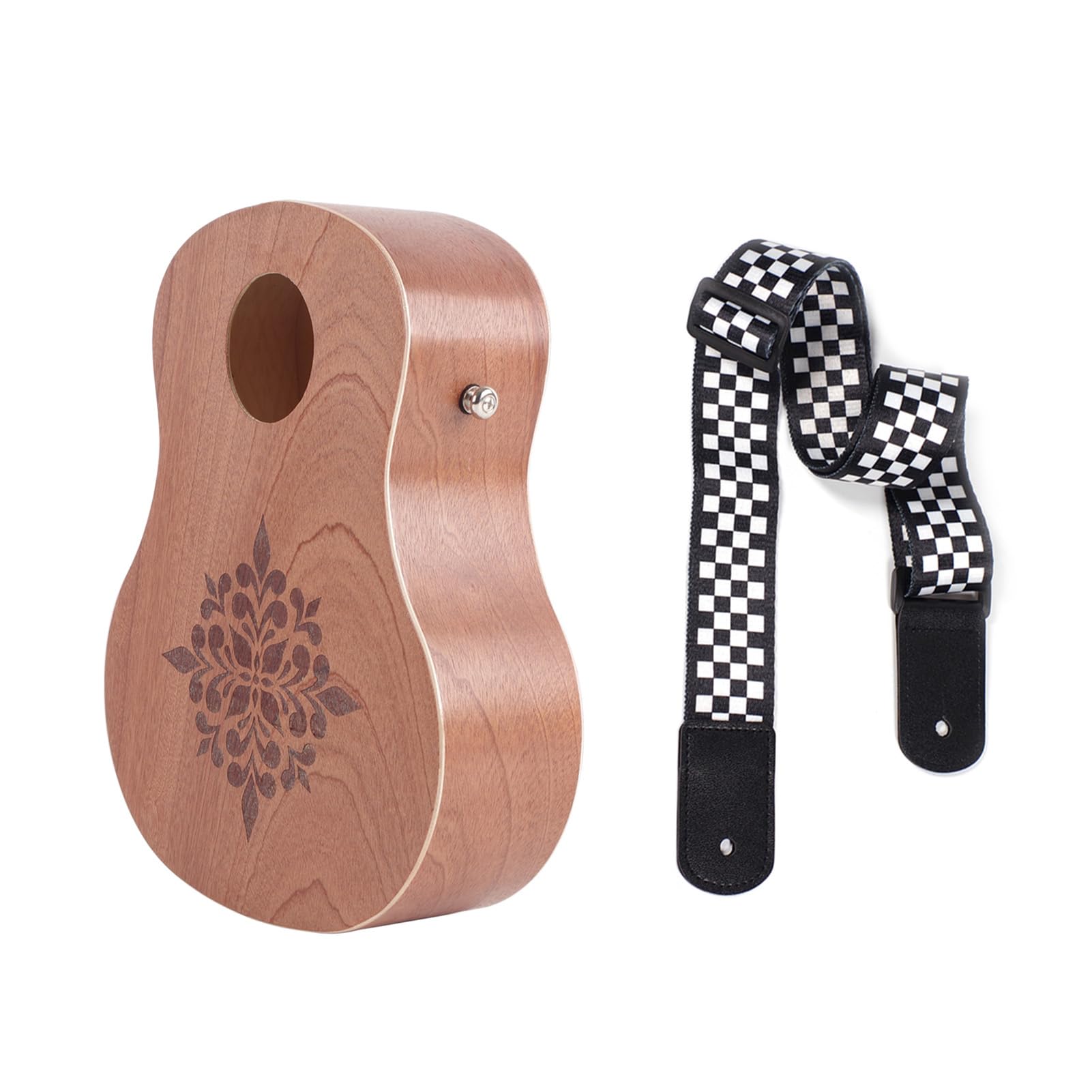 Tambour Cajon, Tambour à Main Portable en Bois avec Conception Ergonomique en Forme de Guitare, Boîte à Son Chaude en Bois de Pêche, avec Bandoulière, Sac de Transport pour Musiciens, Voyage,