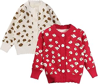 Cardigã de malha clássico para bebês e meninas, meninos, manga comprida, gola V, frente aberta, cardigã de inverno