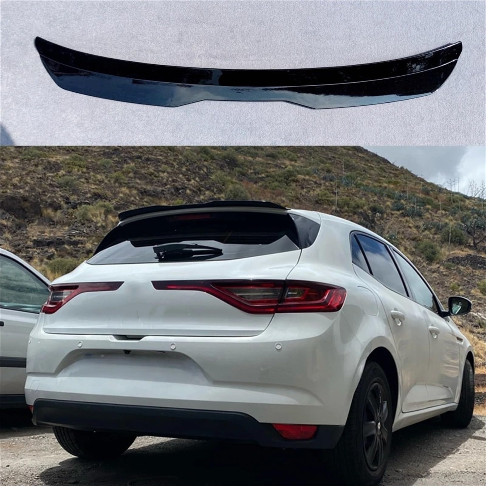 Tylny Spoiler dachowy kompatybilny z Renault Megane 4 IV GT Sport Tourer 2016-2022 Spoiler Hatchback ABS uniwersalny tylny skrzydło samochodu(Glossy black)