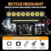 Vista 6 de Sidaqi Luz de bicicleta 28LED USB recargable faro de bicicleta con cuerno 7 modos impermeable súper brillante luces de bicicleta para montar