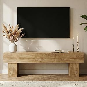 LITTLE TREE 63” TV Stand for 70+ Inch TV, Rustic Wood TV Console Table, Modern Industrial Media Console for Living Room, Bedroom, Entertainment Center, Oak