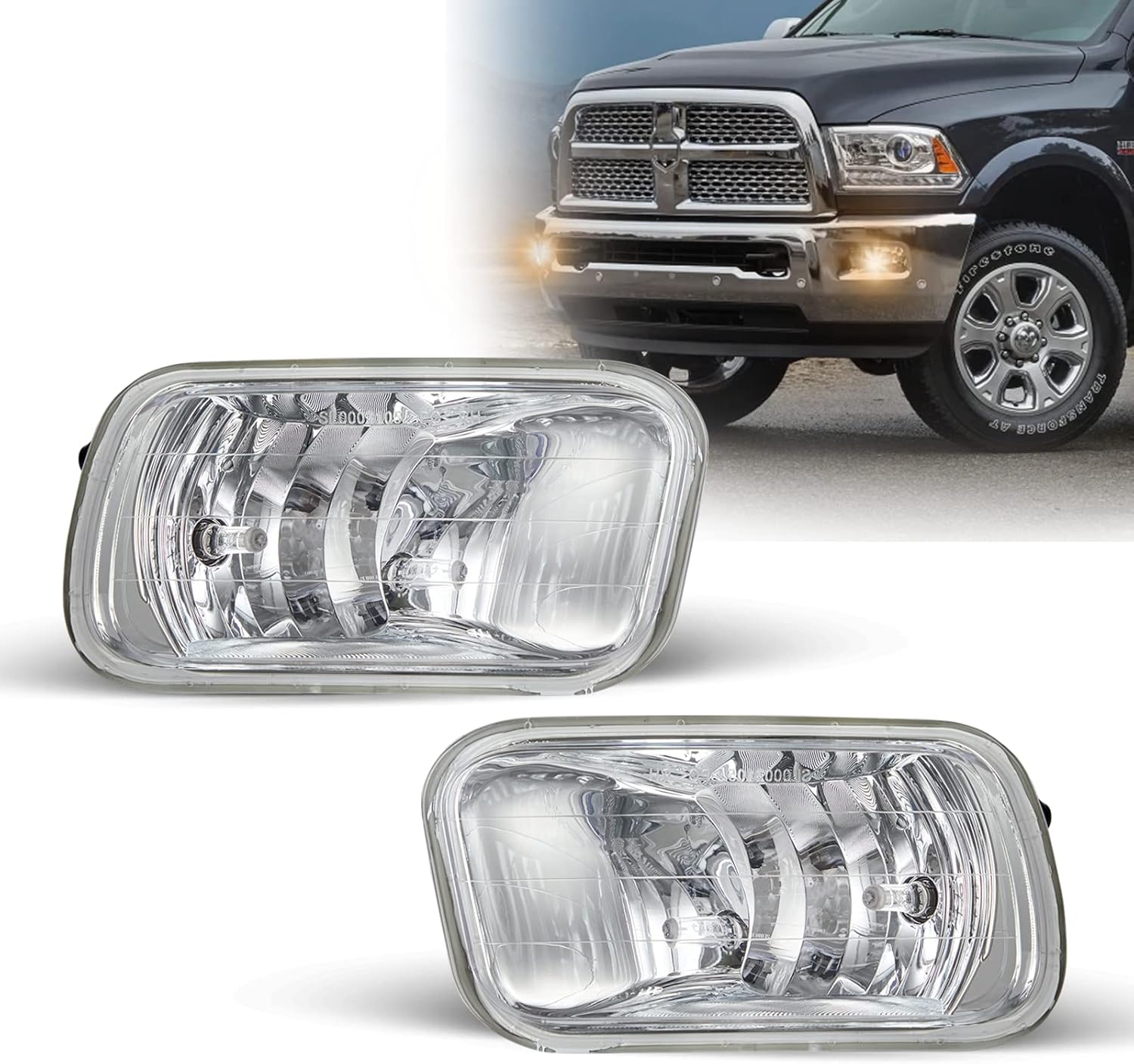 SPIEGEER Fog Light Assembly with Halogen Bulbs for Dodge Ram 1500/2500/3500