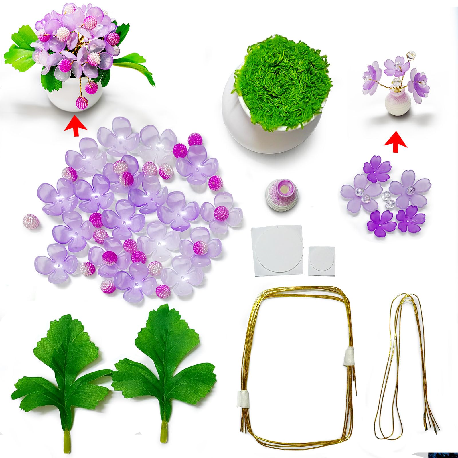 Kit de cuentas de bricolaje Akascord lavanda para hacer bisutería casera 7
