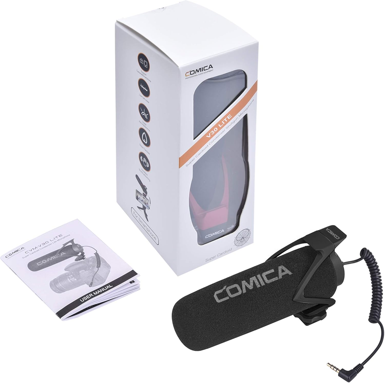 Cheap Comica CVM-V30 LITE Video Microphone Super-Cardioid Condenser On-Camera Shotgun Microphone for Canon Nikon Sony Panasonic Camera/DSLR/iPhone Samsung Huawei with 3.5mm Jack(Black) Special Comica CVM-V30 LITE Video Microphone Super-Cardioid Condenser On-Camera Shotgun Microphone for Canon Nikon Sony Panasonic Camera/DSLR/iPhone Samsung Huawei with 3.5mm Jack(Black)