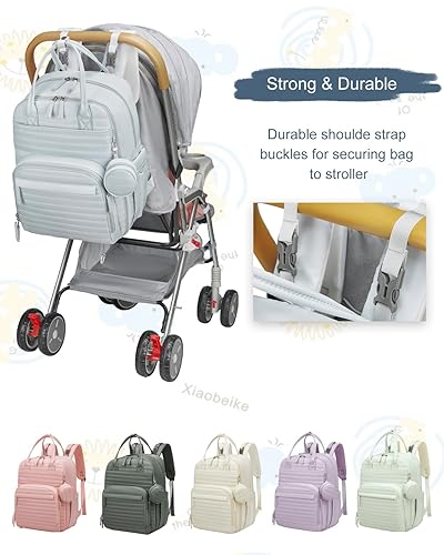 Miniatura 2 de Somago Mochila para pañales para bebé, mochila multifunción para viajes, bolsa de bebé con cambiador, correa para cochecito, Púrpura, Mochila