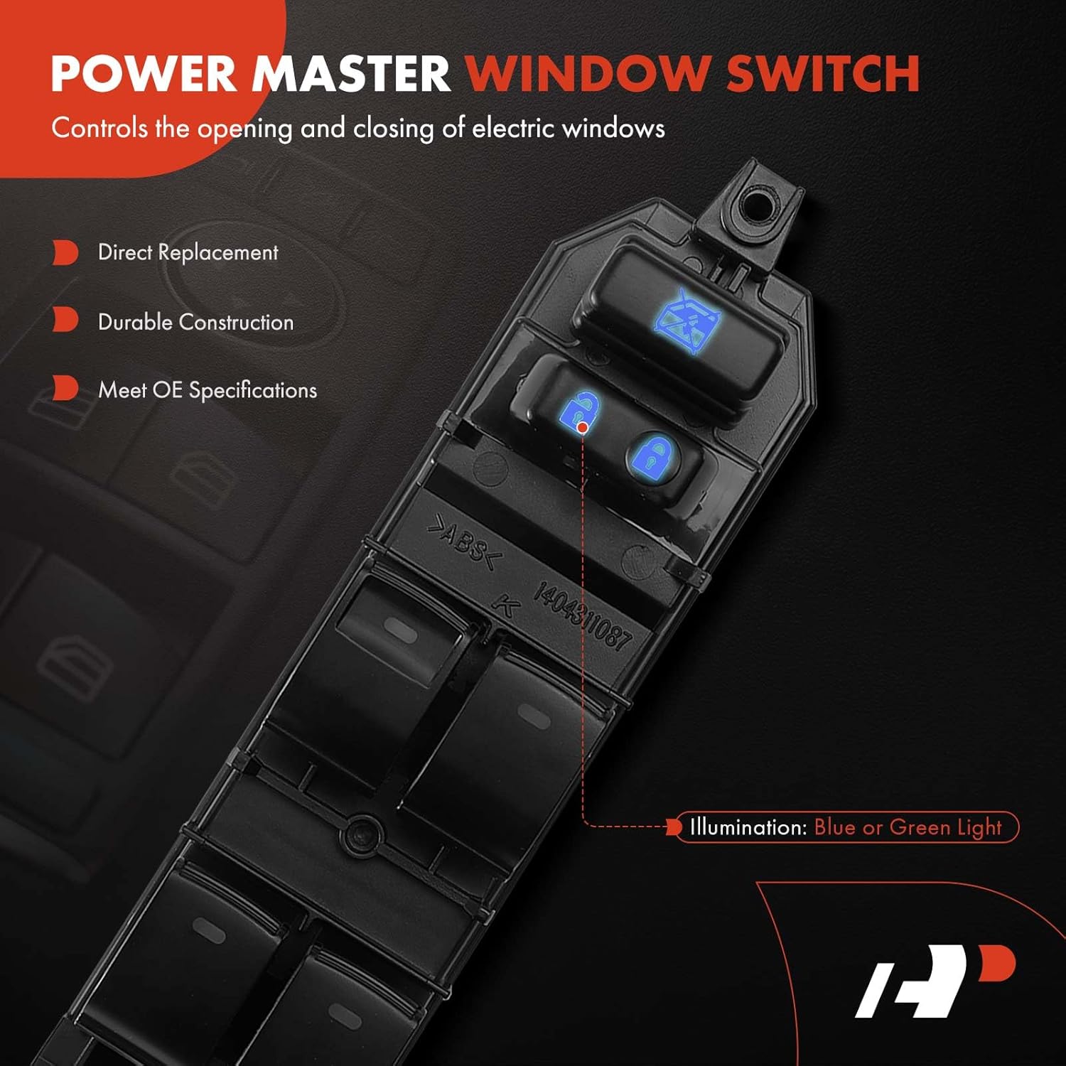 A-Premium Front Driver Master Power Window Switch Compatible with 2008-2015 Toyota Land Cruiser Camry Prius Venza & 2011-2014 Lexus CT200h, Blue/Green Light, Replace# 8404033100