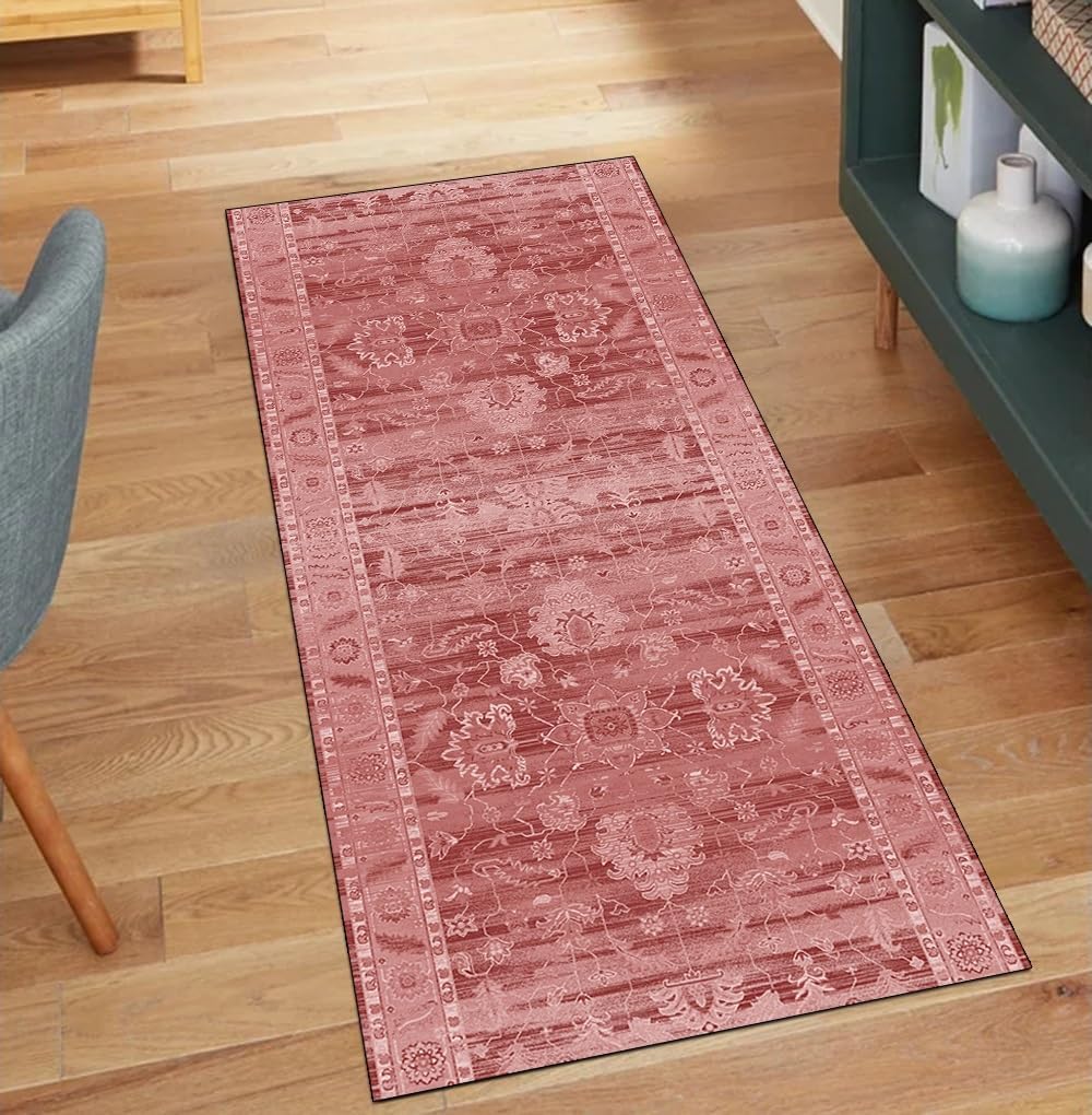 Carpet Runner for Kitchen Bedroom Red Non Slip 40x120CM Boho Home Decor Non Slip Washable Runners for Corridor Hallway