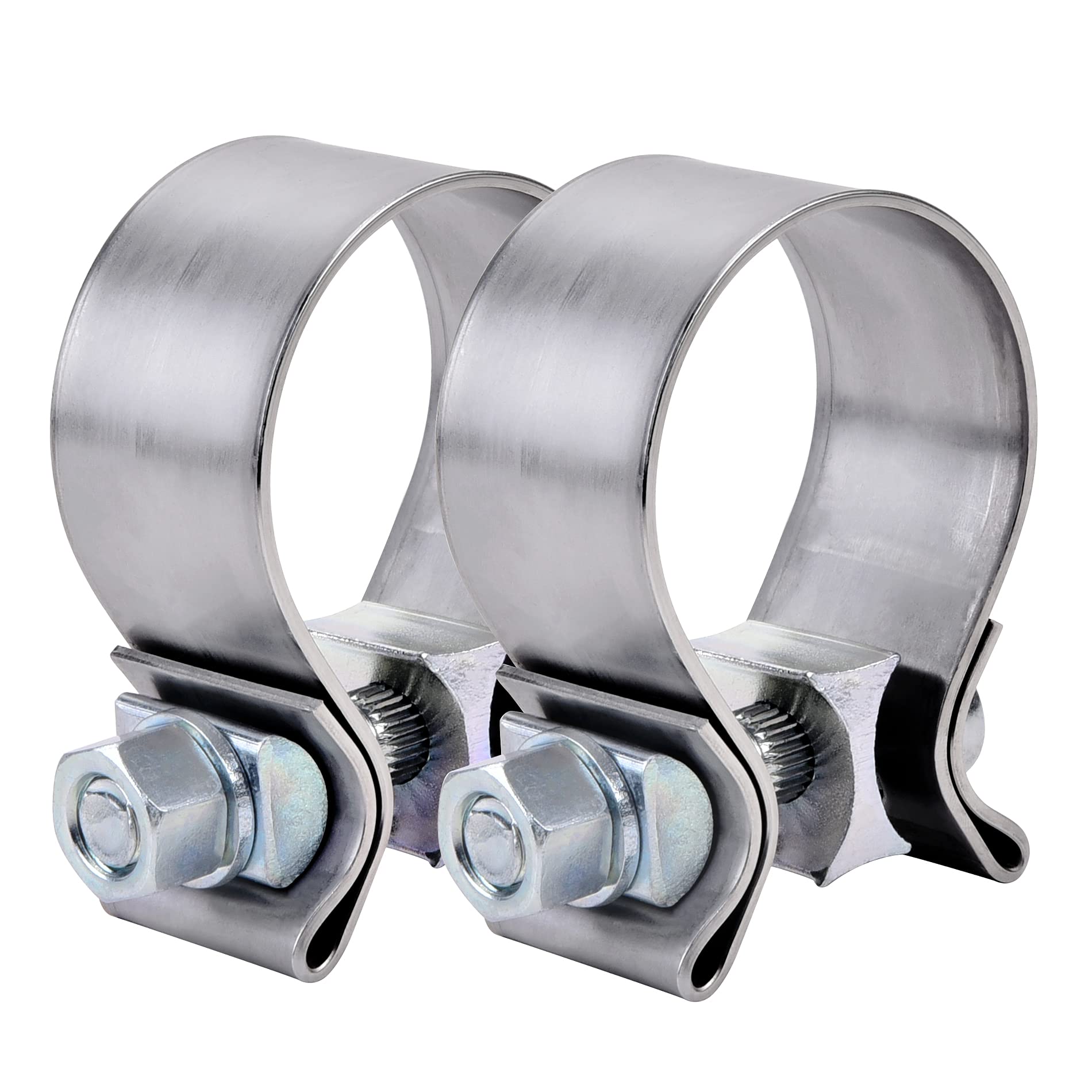EVIL ENERGY 1.75 Inch Exhaust Clamp,1 3/4" Narrow Band Muffler Clamp Stainless Steel for Pipes,Mufflers,Catalytic Converters 2PCS