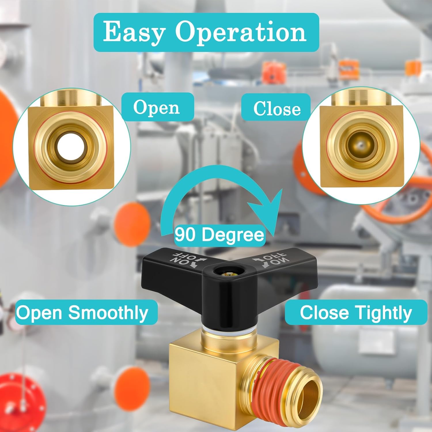 Brass 4-Pack Air Compressor Drain Valve, 1/4" NPT Male Thread Ball Valve, Manual Drain Plug for Air Tank Moisture Removal, Heavy Duty Brass Air Compressor Accessories. (4-Pack 1/4'' Valve)