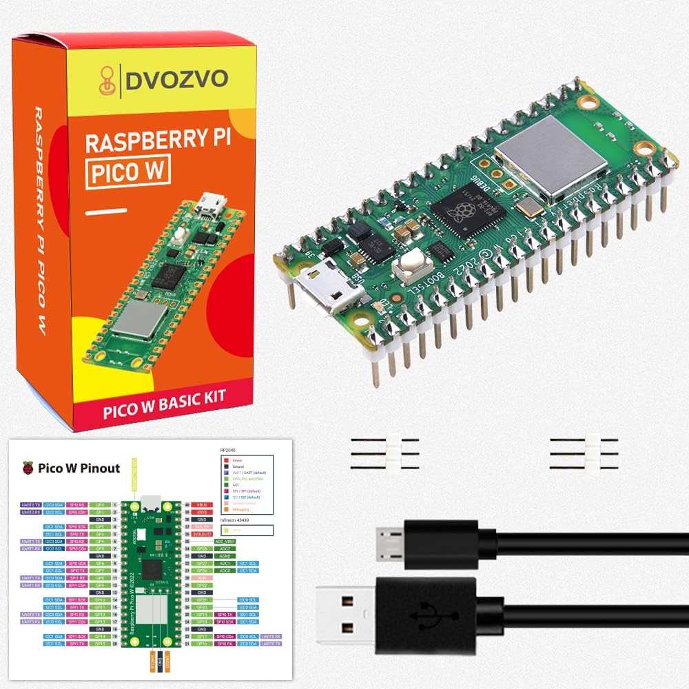 Raspberry Pi Pico W with Pre-Soldered Pin Headers, Raspberry Pi RP2040 Chip, WiFi Wireless Connectivity,Pico WH with USB Cable