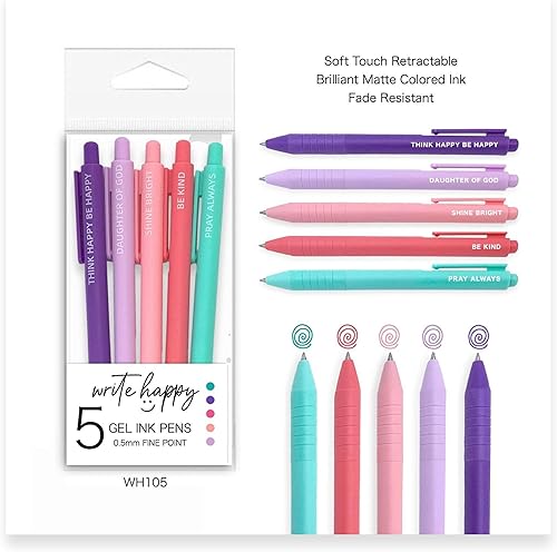 Miniatura 3 de Doodle Beads Write Happy - Juego de bolígrafos de gel de cinco piezas, Think Happy Be Happy