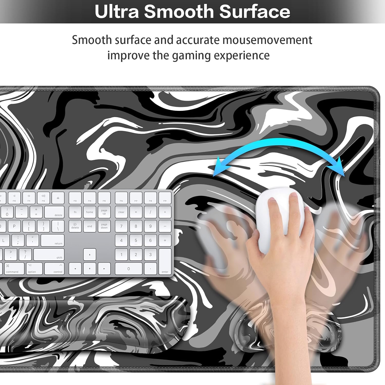 Desk Mat Black, Large Gaming Mouse Pad with Wrist Rest, 4in1 XXL Mousepad+Keyboard Wrist Rest+Mouse Pad Wrist Support+Cup Coaster Set Ergonomic Computer Desk Arm Wrist for Decor Home Office Women