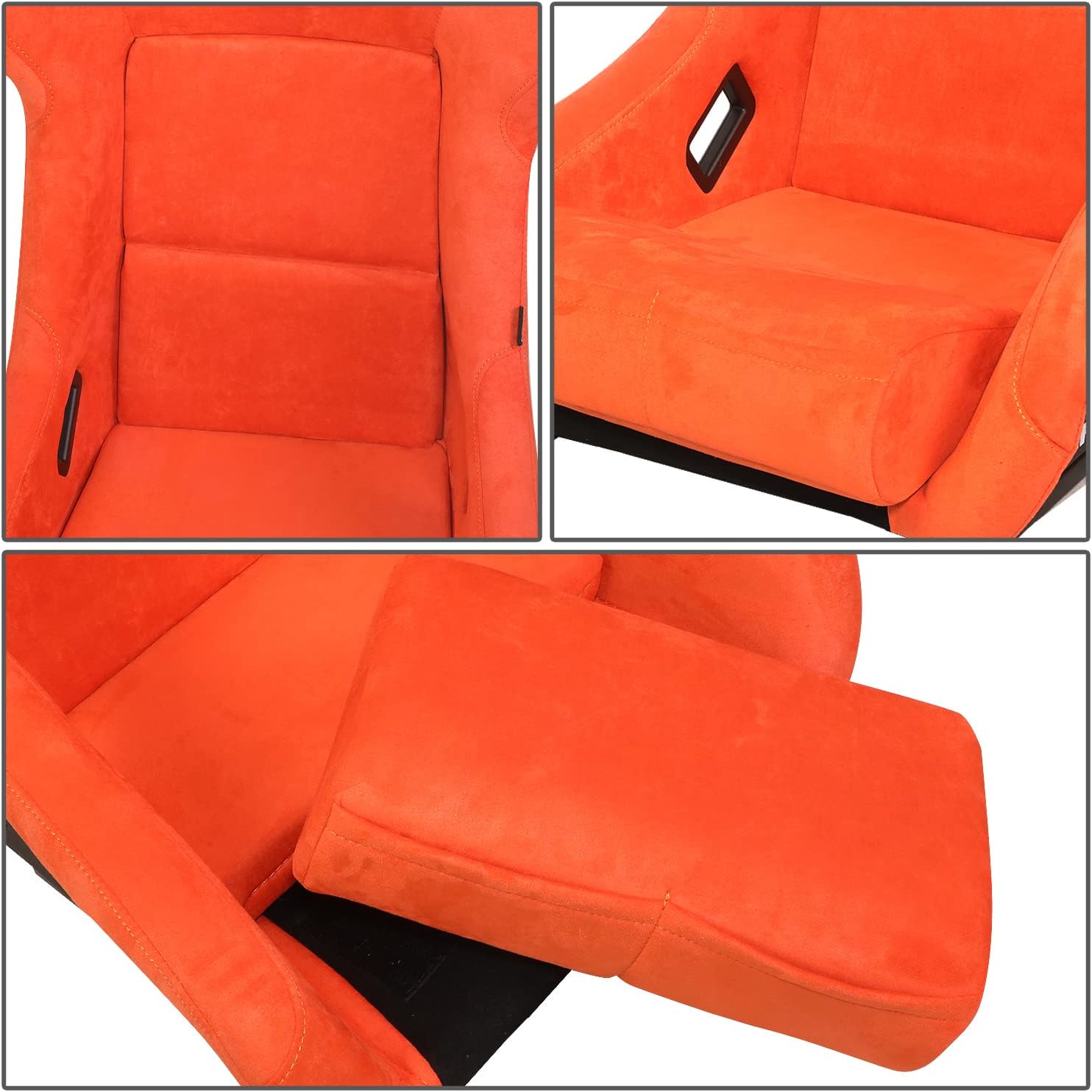 NRG Innovations NRG-FRP-302OR-ULTRA Prisma Fixed Back Bucket Racing Seat with Bottom Mount Bracket, Orange Color Seat/Gold Flake Back, 24" W X 36" H X 18" D