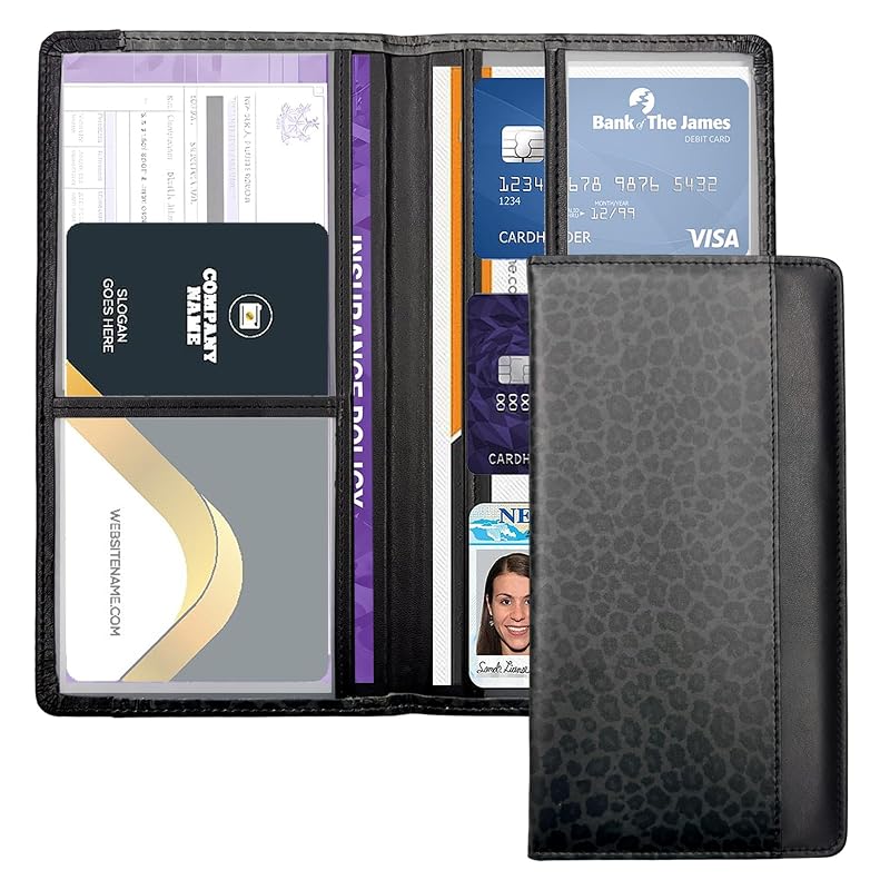 Organizador de Documentos Automotivos FinestHouse com Fechamento Magnético, Estampa Leopard-Black