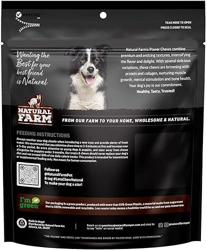 Miniatura 9 de Natural Farm Power Bully Sticks - Masticables para perros (6 pulgadas, paquete de 15), masticables 2 en 1 mejilla de res de alta calidad envuelta en