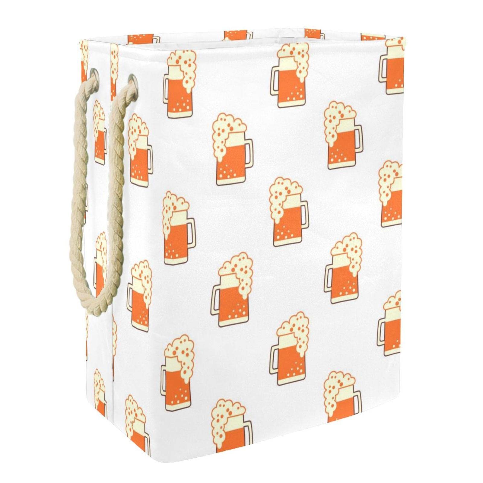 Panier à linge imperméable orange à motif bières sac de rangement pour vêtements