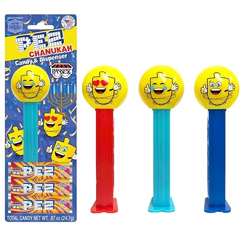 Only Kosher Candy Pez Chanukah Collecters Edition Set Hanukkah Dreidel Blister Packs surtidos dispensadores de dulces, sin nueces y sin gluten, 0.87