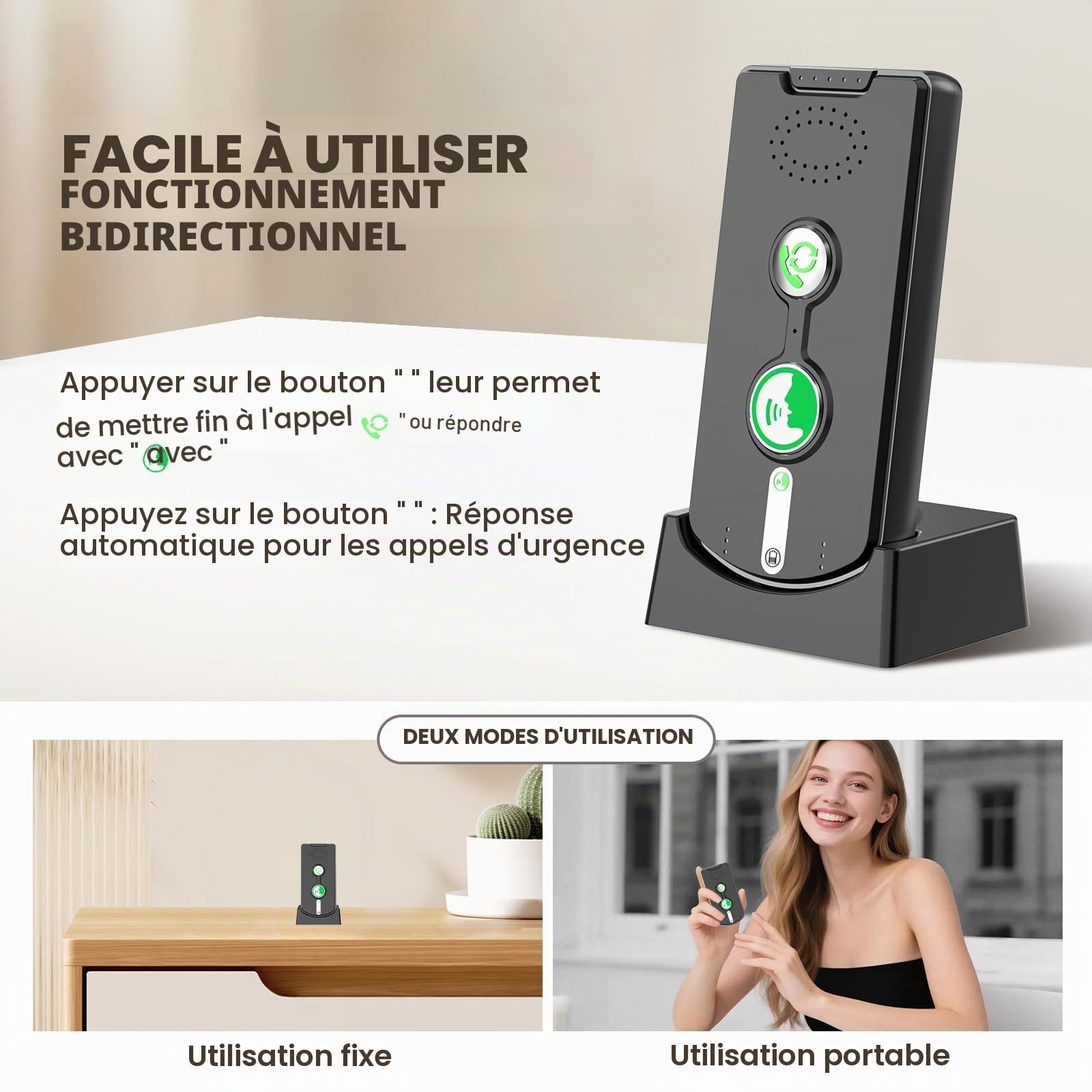 Interphone Vocal sans Fil Longue Portée 3 Pièces, 500m Système D'interphone sans Fil à 2 Voies pour La Maison, Interphone Maison Interieur, Intercom pour Bureau, Maison, Personnes âgées (3)