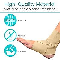 Vista 9 de Vive Tobillera (paquete de 2) – Estabilizador de talón con correa para esguince de pie – Manga deportiva de compresión transpirable, suave y firme