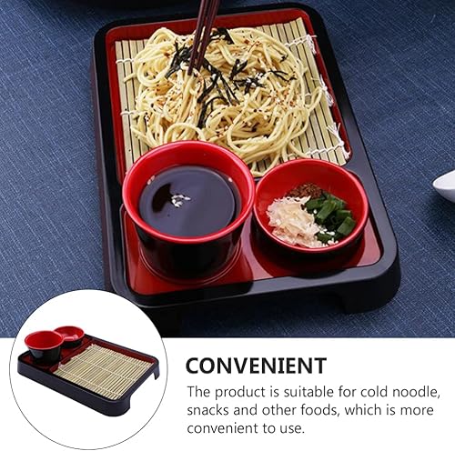 Miniatura 5 de Cabilock Platos de fideos japoneses de Soba con tapete de drenaje, bandeja de servir comida de estilo japonés, tabla de fideos de sopa, plato de