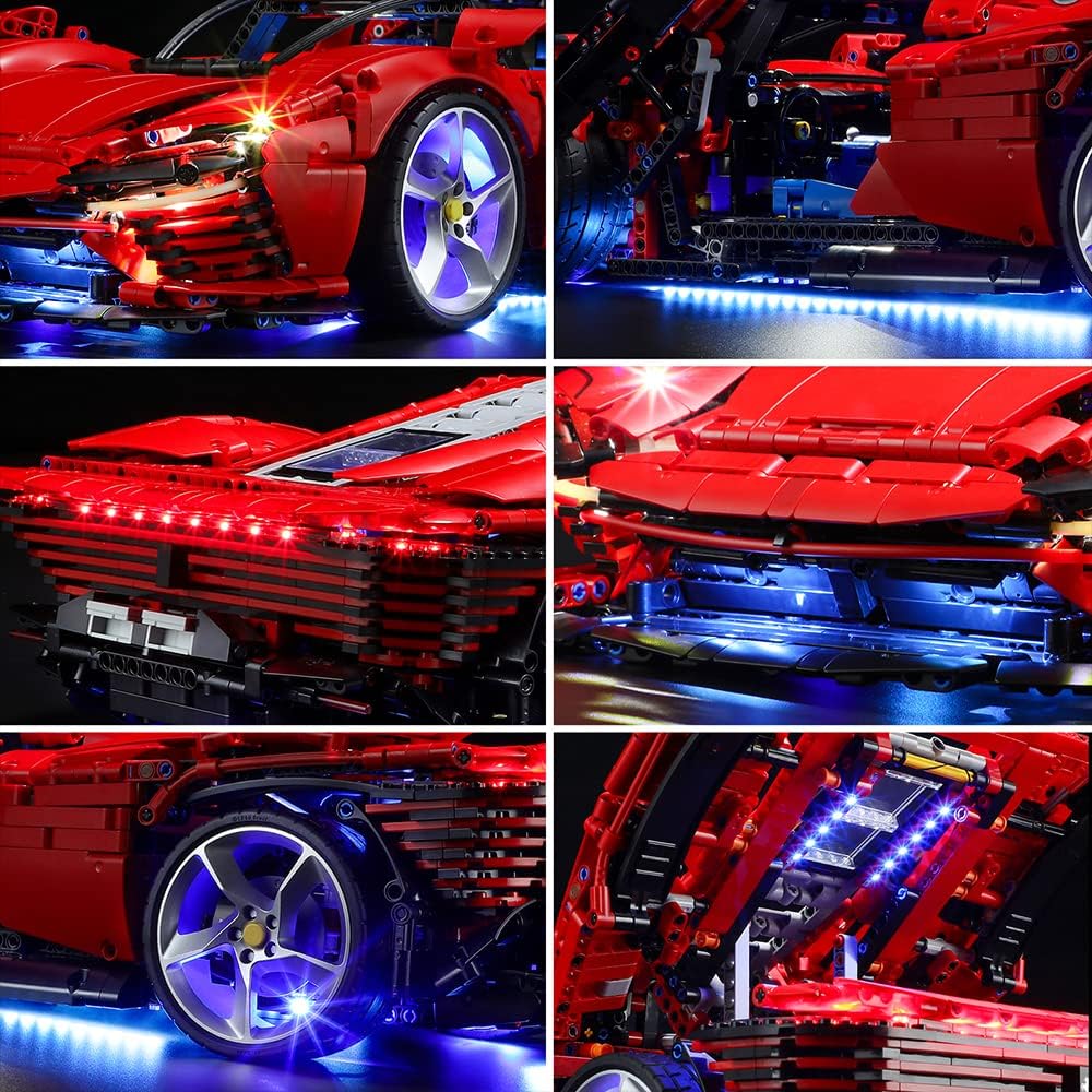 LED Light Kit Compatible with Lego Ferrari Daytona SP3 - Lighting Set for Technic 42143 Building Model (Model Set Not Included)