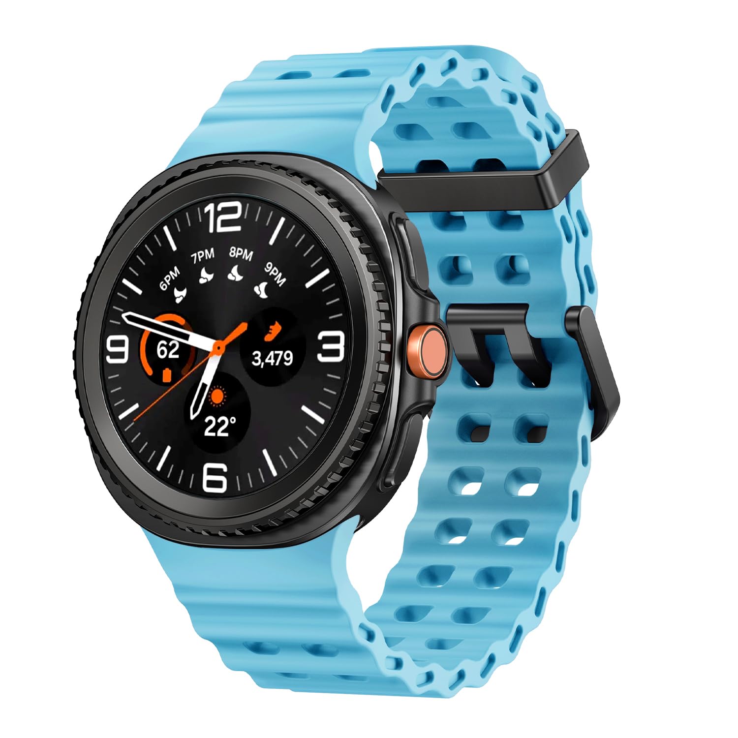 Bracelet de sport en silicone marin compatible avec Samsung Galaxy Watch 8 9 Classic 46 mm pour homme et femme, bracelet de sport en silicone souple et respirant pour Galaxy Watch 8 9 de 44 mm