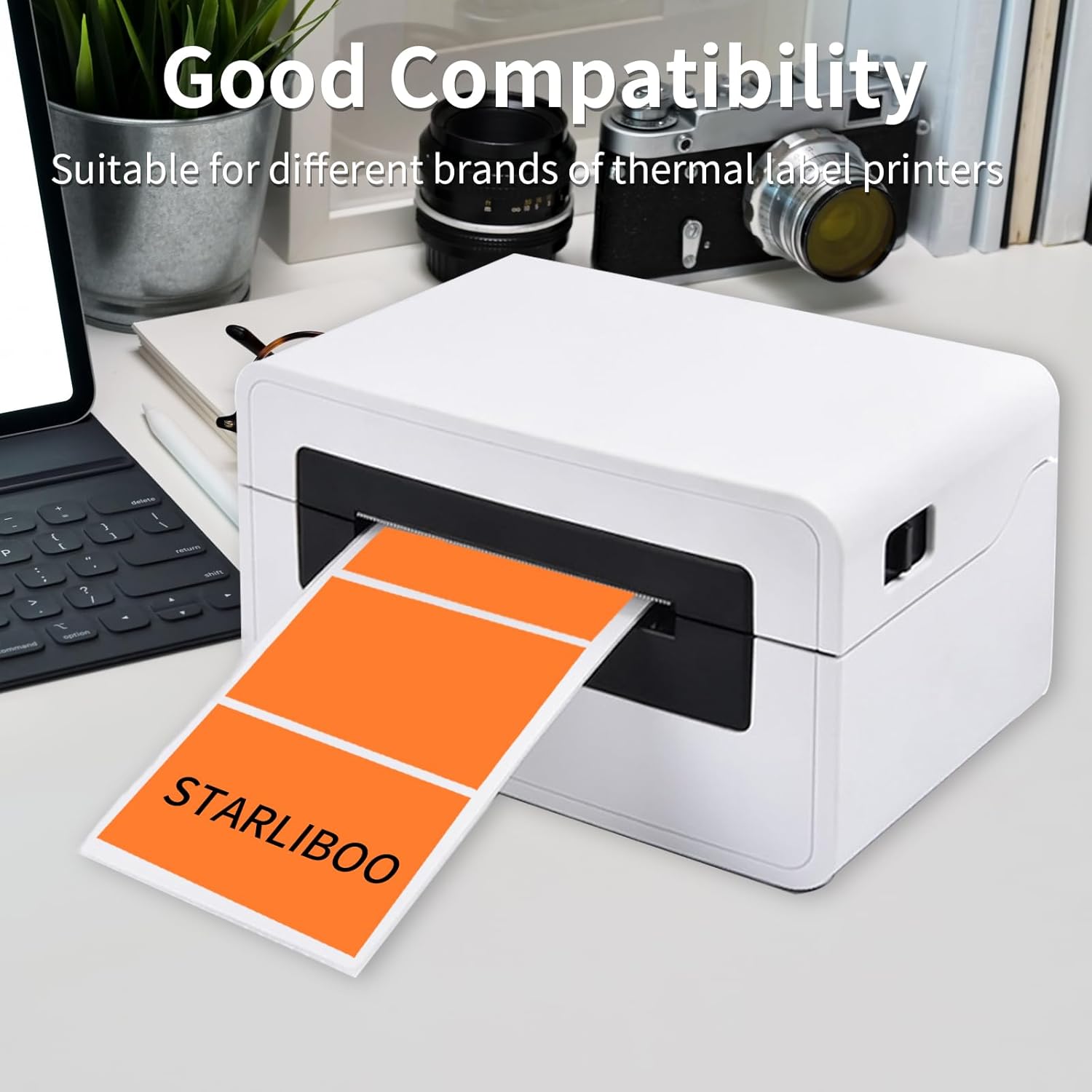STARLIBOO 3x2 inch Color Direct Thermal Label Stickers for Shipping, Barcode, Address, Compatible with Rollo Label Printer & Zebra Desktop Printers (Orange) - Image 4