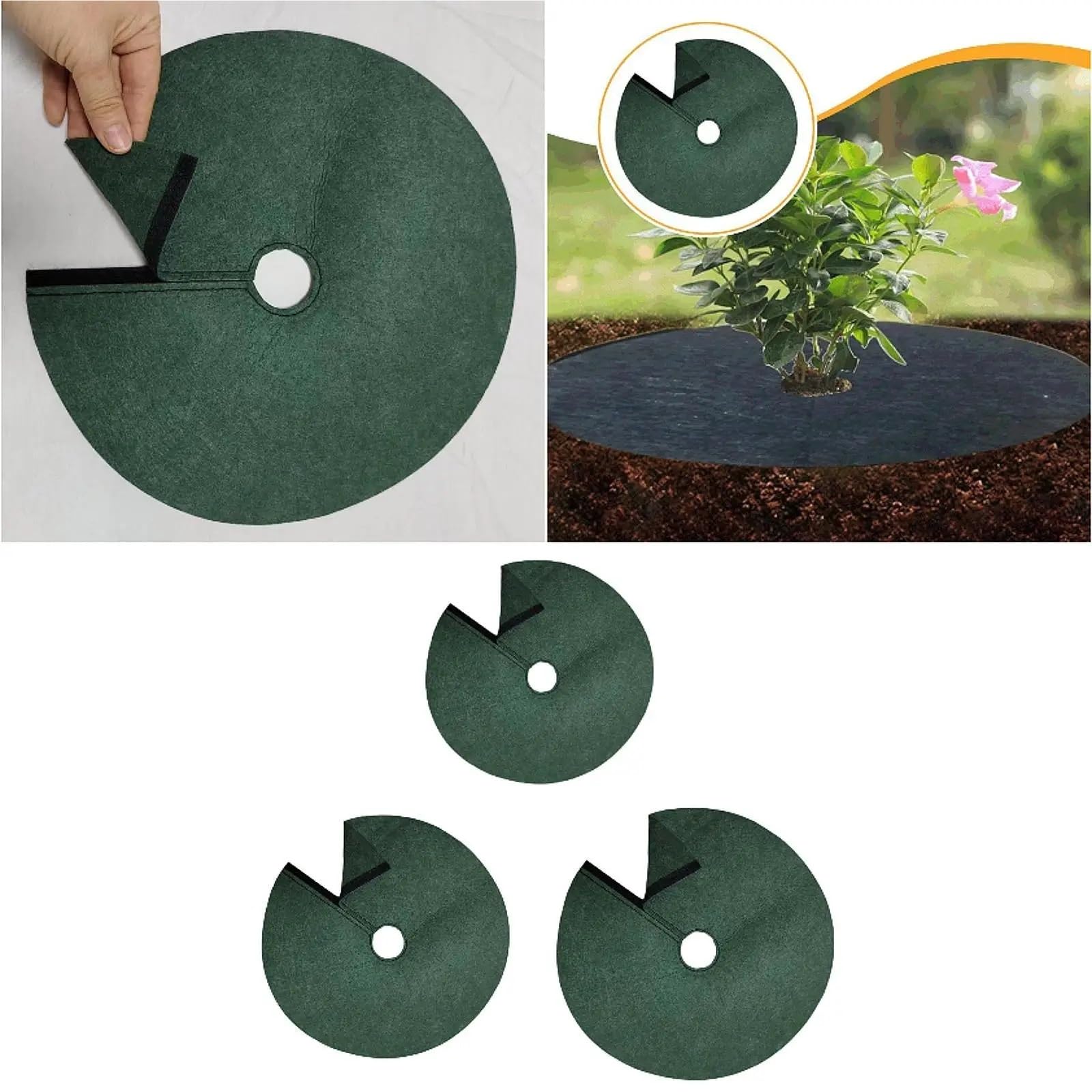 15 Anelli di pacciamatura for Alberi for Il Controllo delle Erbacce, Copertura in Tessuto for Giardinaggio, Protezione for Frutta per Giardino(L)