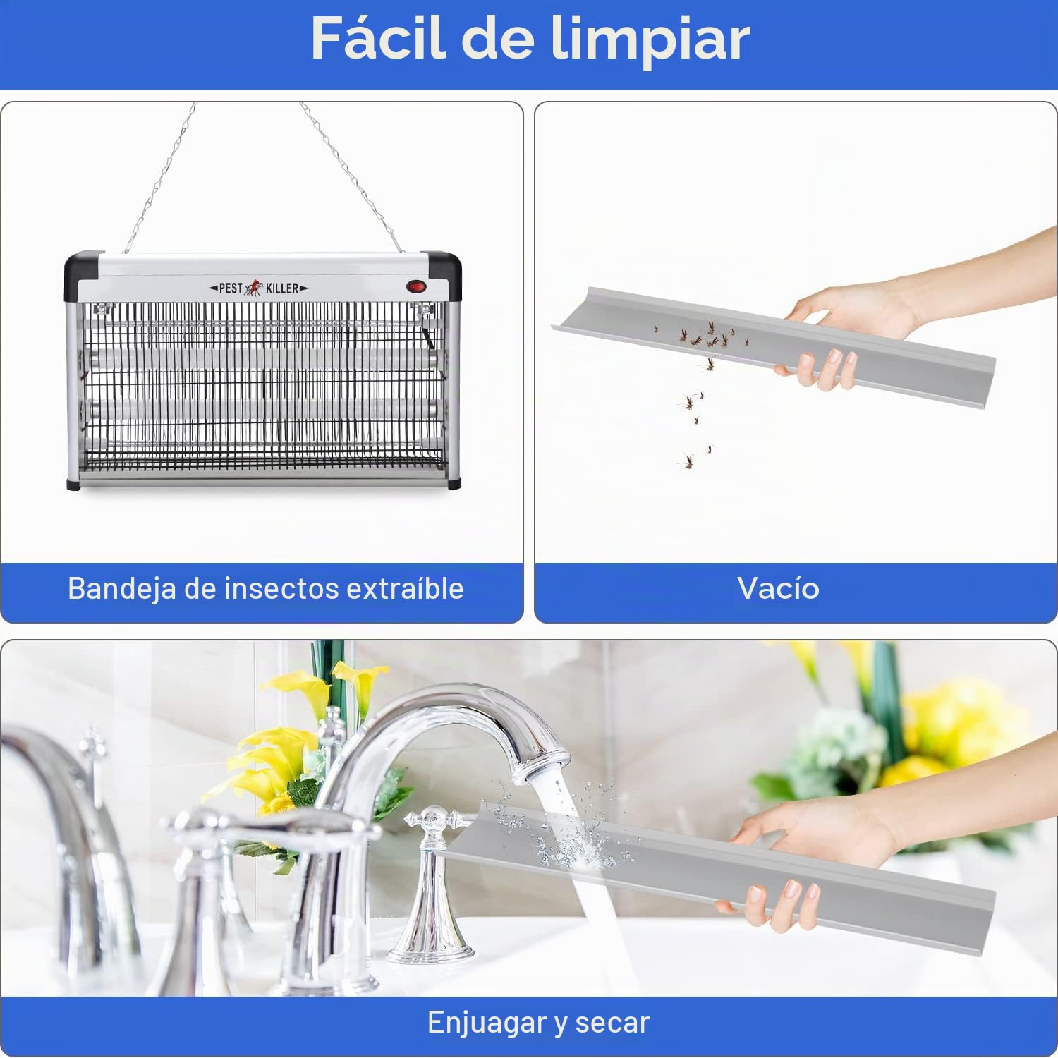 Matamoscas eléctrico de 40 W, lámpara UV, eficaz para reducir insectos voladores en interiores para dormitorios y jardines, sin productos químicos tóxicos