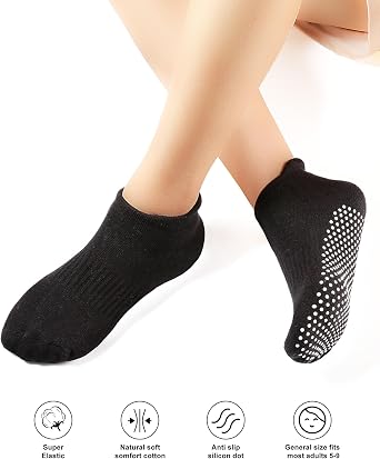 Pilates Grip Socks, Yoga Socks with Grip for Women Men, Non slip skid Socks for Barre Workout Hospital