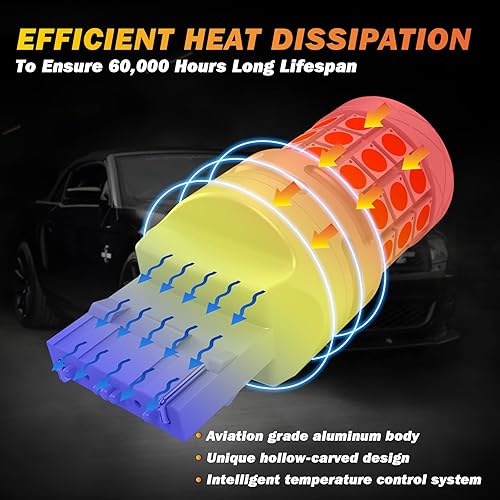 Miniatura 3 de Cenmoll Bombilla LED roja 582 W21W 7440, súper brillante, 40 W, 2000 lúmenes, 12 V-24 V, Canbus, libre de errores, WY21W 582 W21W, para luz de