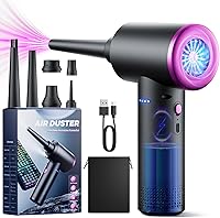 Vista 1 de Evaline Plumero de aire comprimido – 3 engranajes ajustables 100000RPM eléctrico con luz LED, ventilador inalámbrico para teclado de computadora