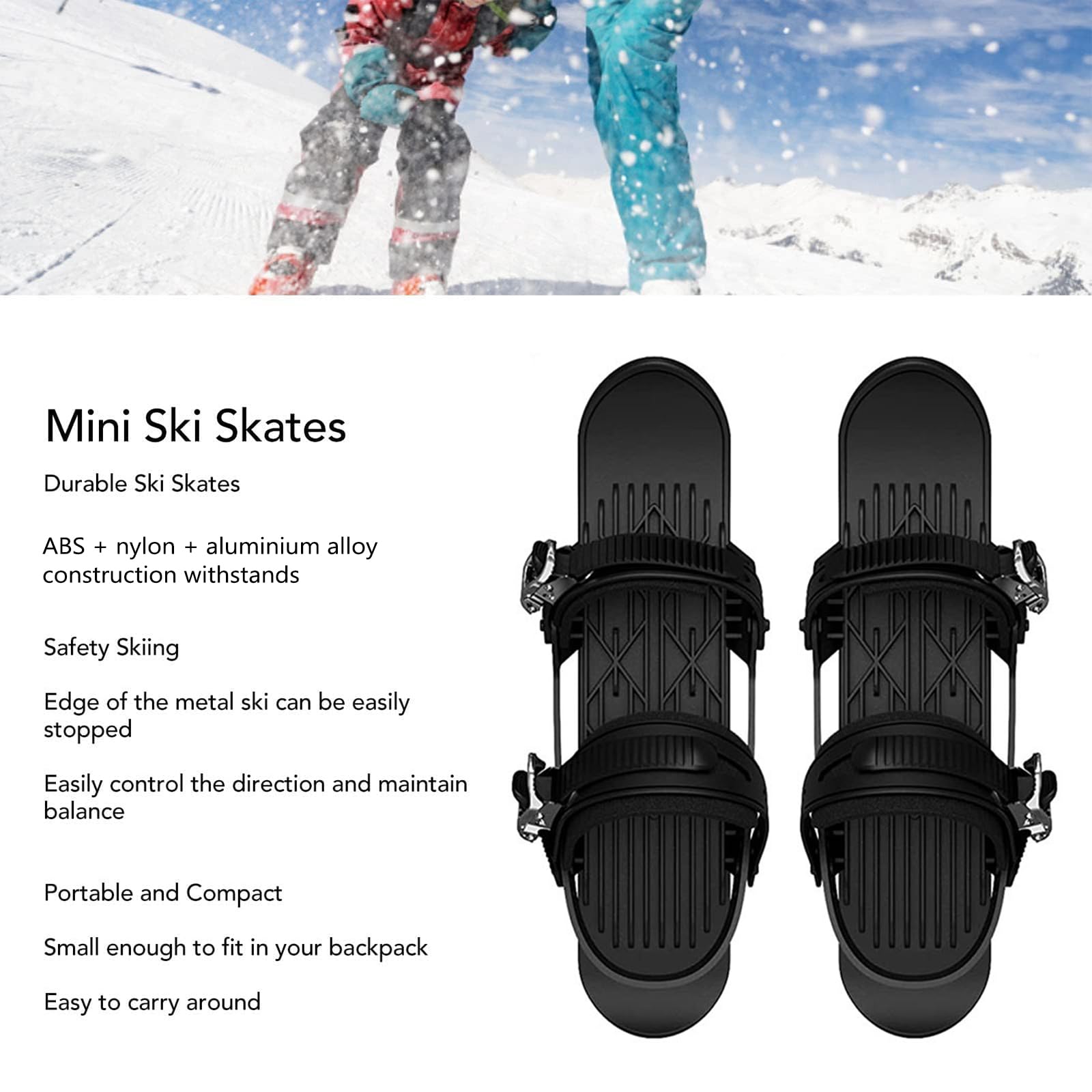 Verstellbare tragbare kurze Schlittschuhe mit Schutzbrille und Handschuhen für Downhill Pisten Wintersport
